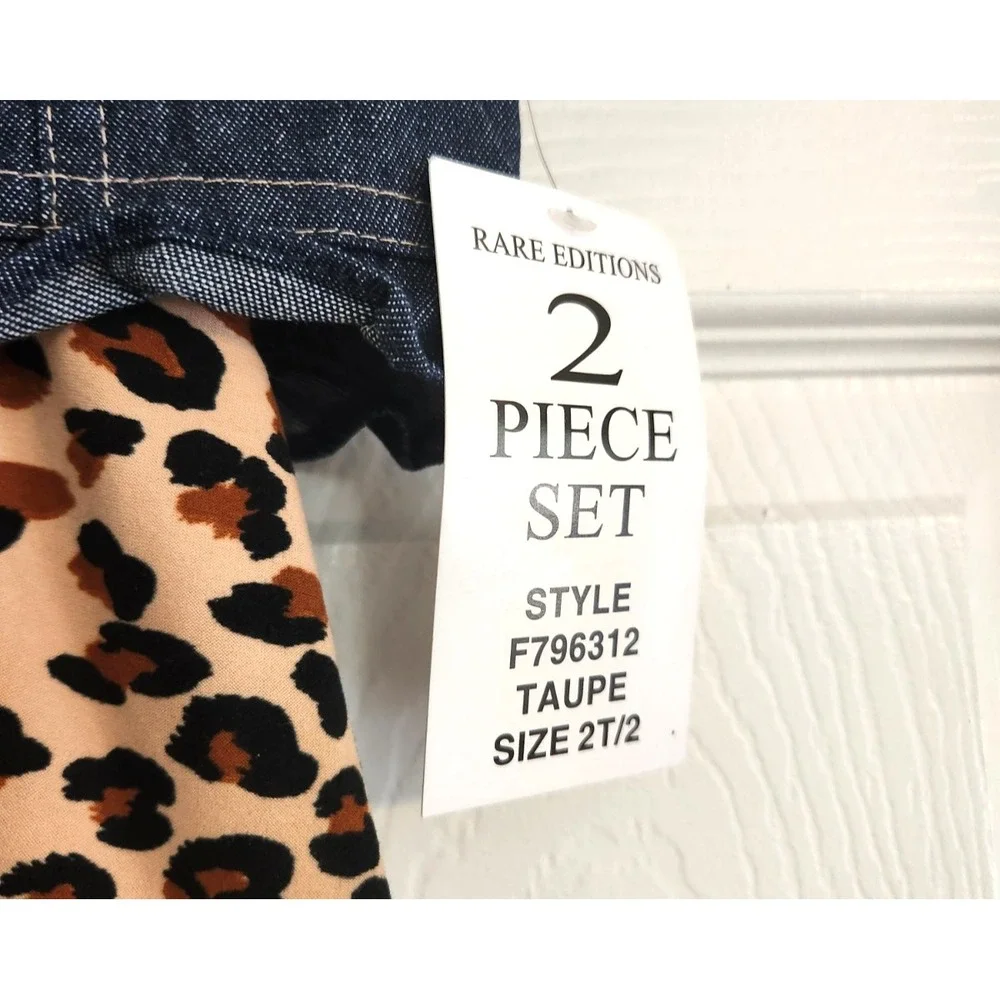 Rare Editions GIRLS ANIMAL PRINT DRESS WITH DENIM VEST  Sz 2T New with Tags